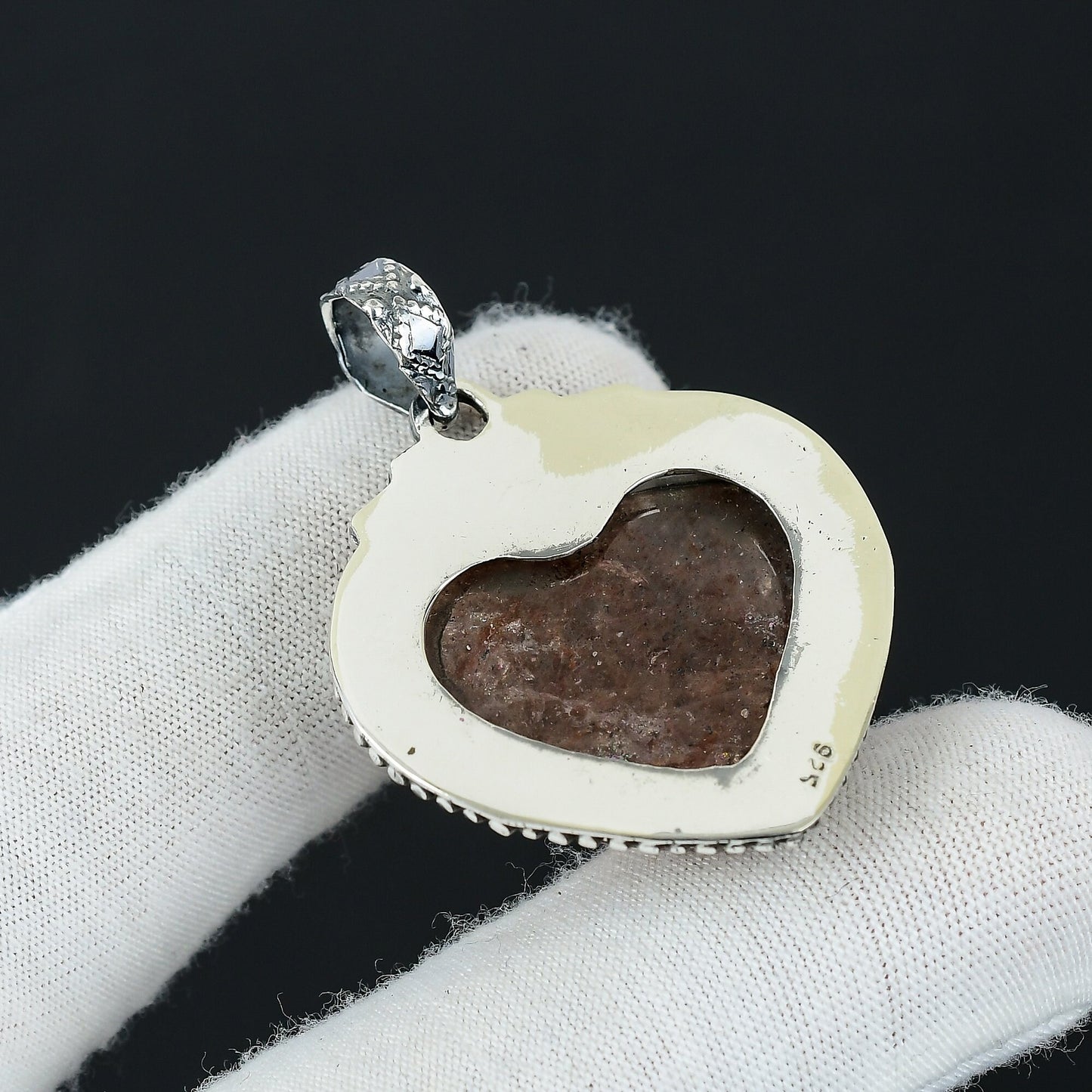 Pink Strawberry Quartz Heart Pendant