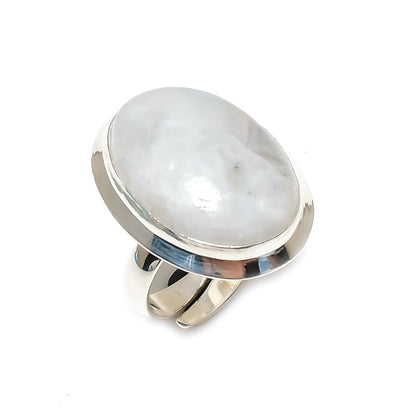 Rainbow Moonstone Sterling Silver Ring