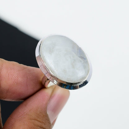 Rainbow Moonstone Sterling Silver Ring