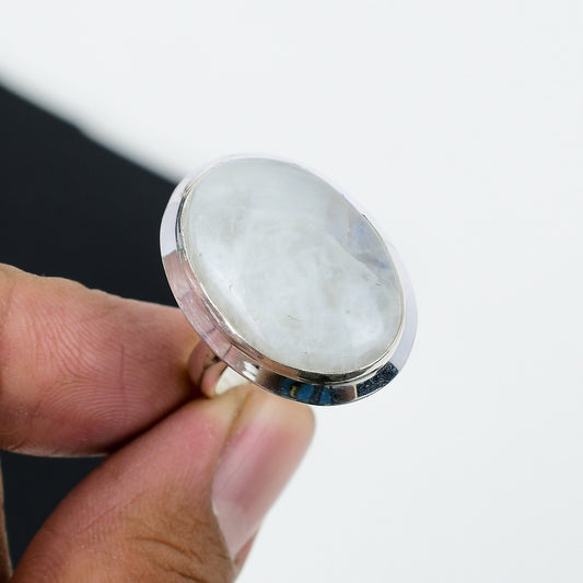 Rainbow Moonstone Sterling Silver Ring