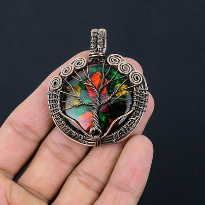 Multi-Colour Labradorite Gemstone Tree of Life Pendant
