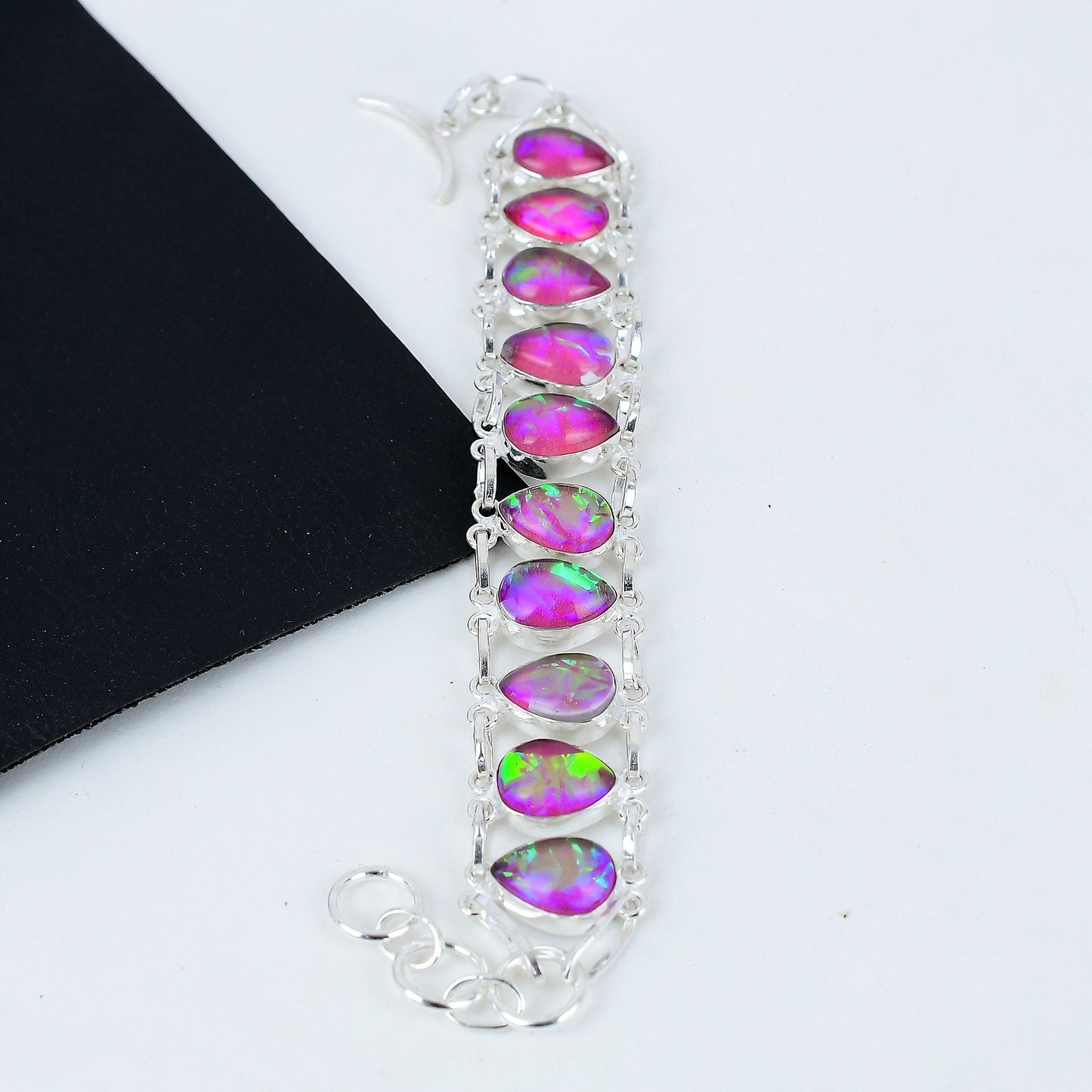 Pink Fire Opal Gemstone Bracelet