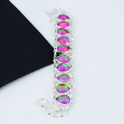 Pink Fire Opal Gemstone Bracelet