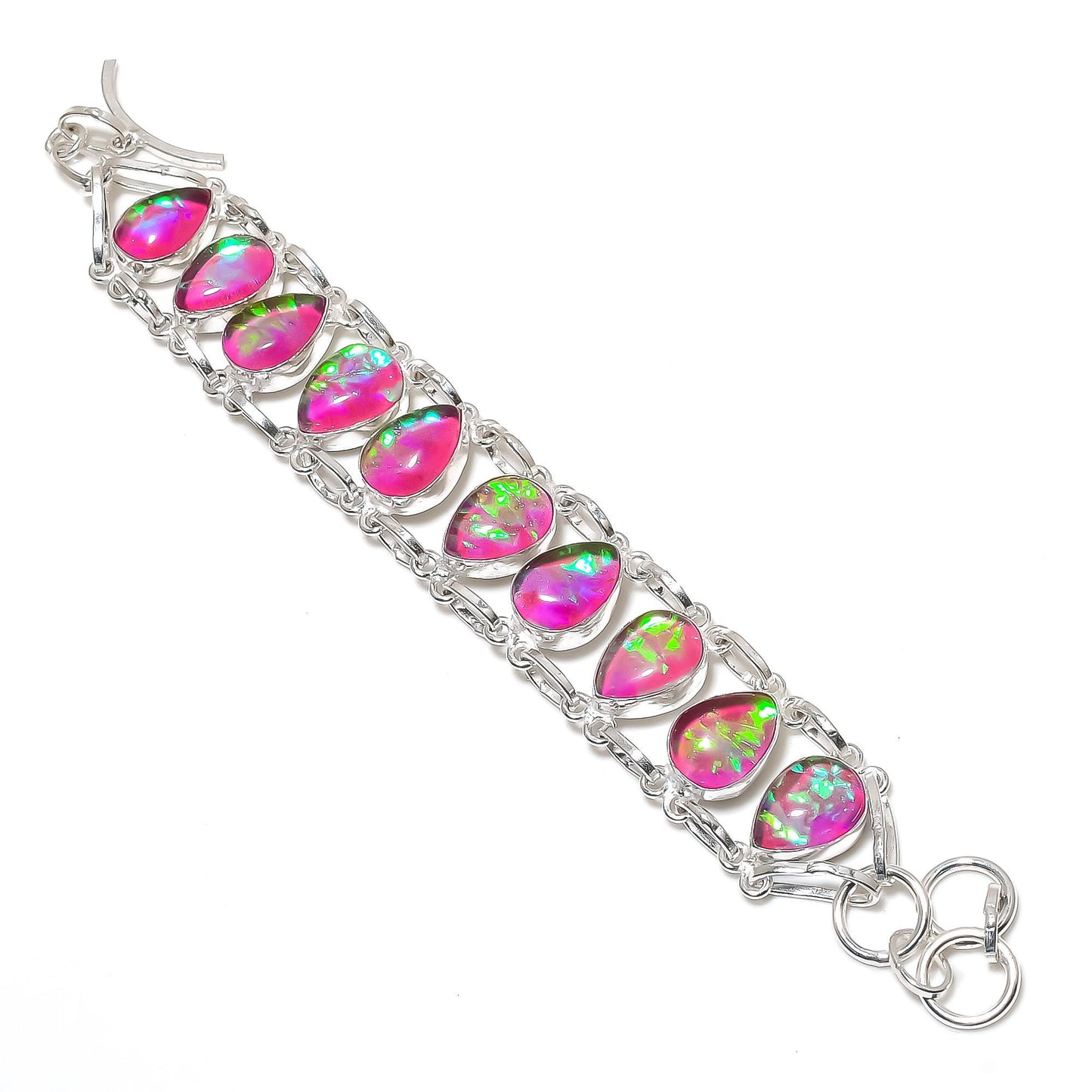 Pink Fire Opal Gemstone Bracelet