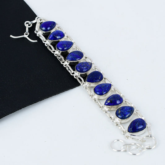Blue Lapis Lazuli Sterling Silver Bracelet