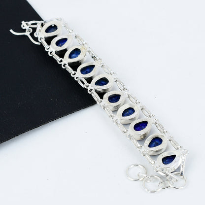 Blue Lapis Lazuli Sterling Silver Bracelet