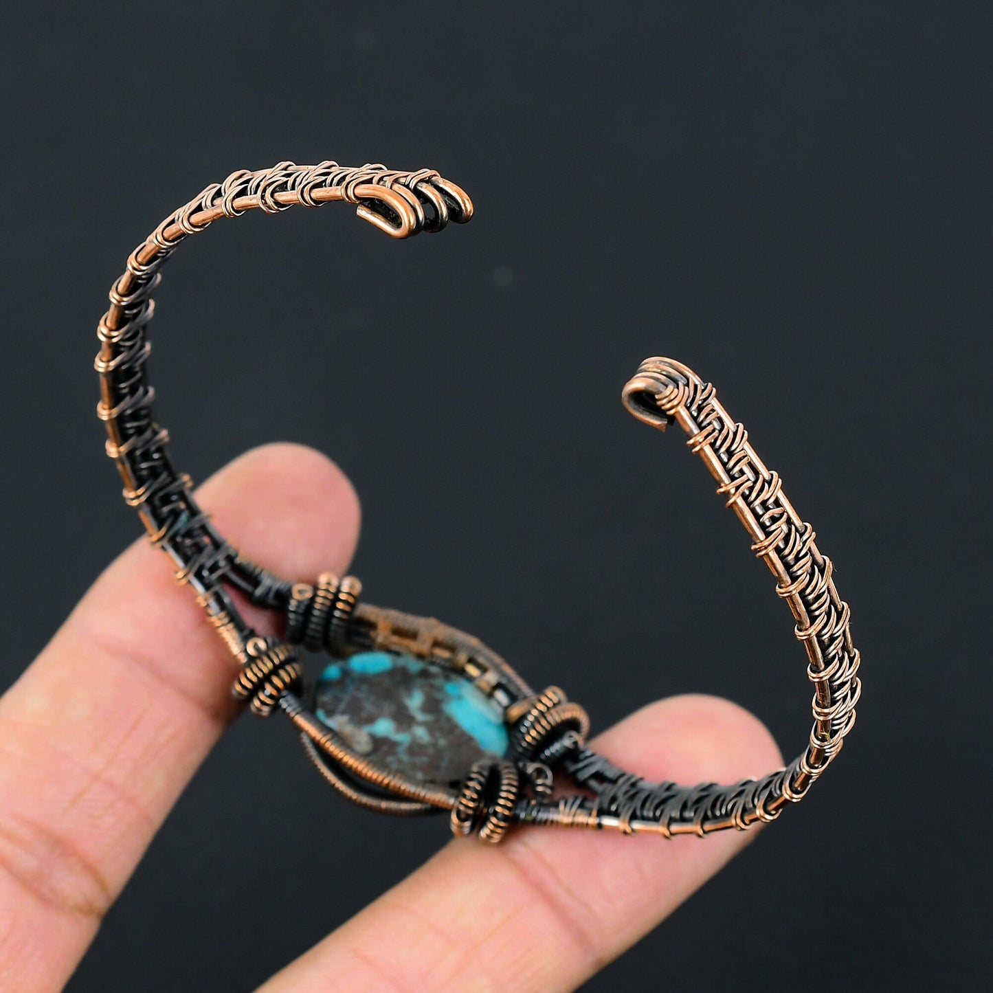 Turquoise Gemstone Copper Cuff Bracelet