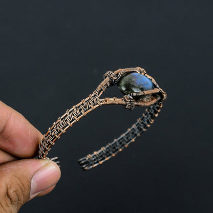 Blue Labradorite Gemstone Copper Cuff