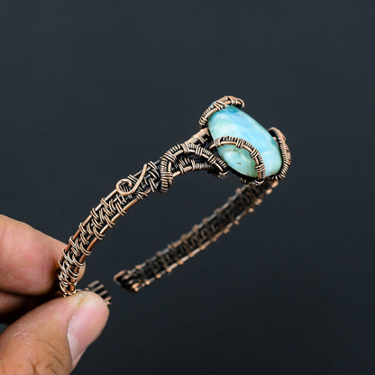 Blue Larimar Gemstone Cuff Bracelet