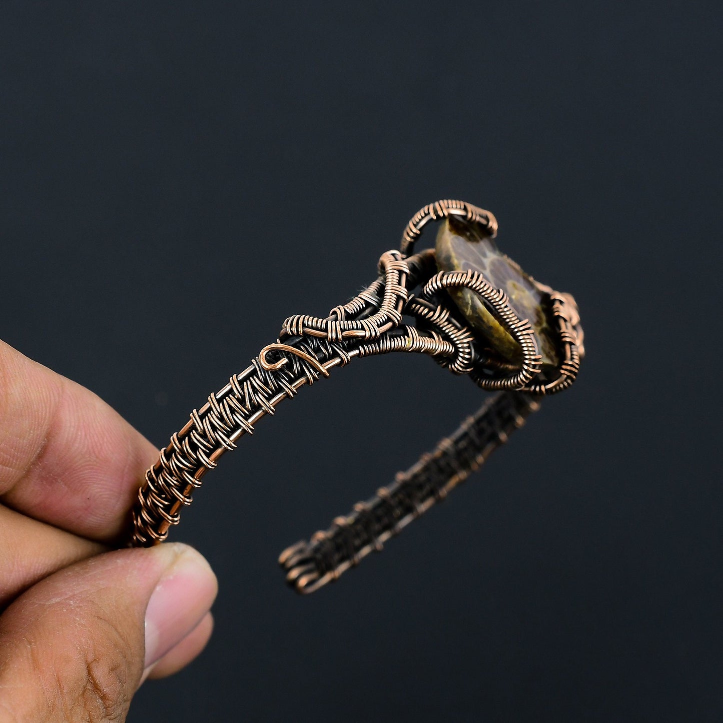 Copper Ammonite Gemstone Bracelet