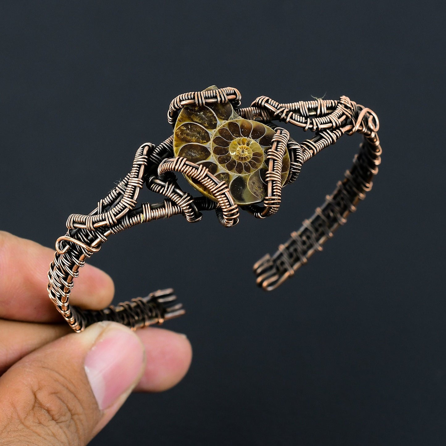 Copper Ammonite Gemstone Bracelet