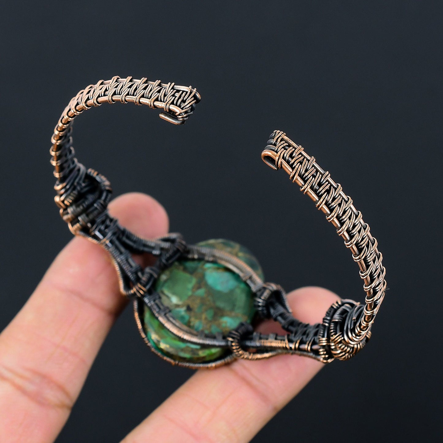 Green Malachite Gemstone Cuff Bracelet