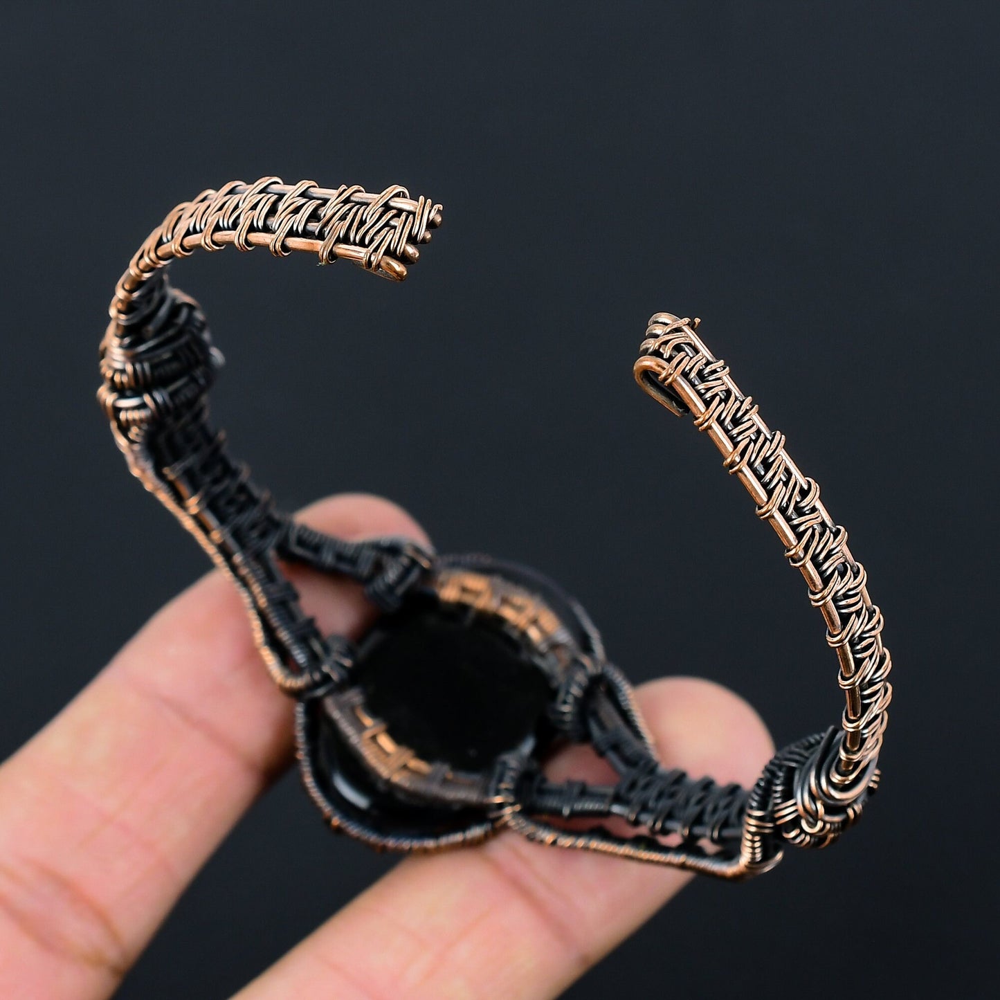 Black Onyx Gemstone Cuff Bracelet