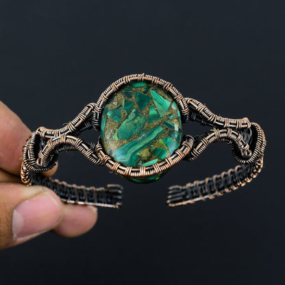 Green Malachite Gemstone Cuff Bracelet