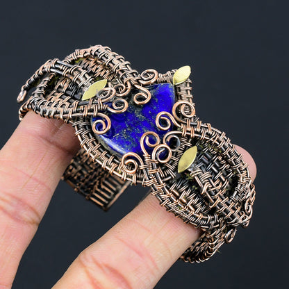 Blue Lapis Lazuli Gemstone Cuff Bracelet