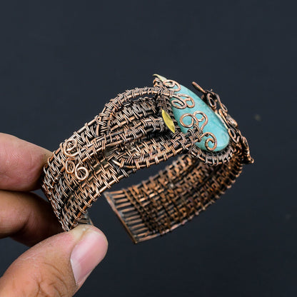 Green Amazonite Gemstone Cuff Bracelet