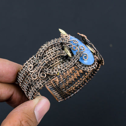Blue Owyhee Opal Gemstone Cuff Bracelet
