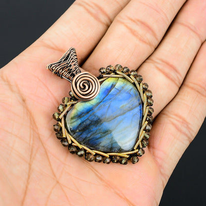 Blue Labradorite Gemstone Heart Pendant