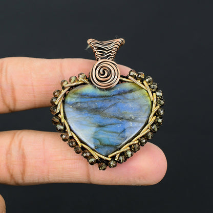 Blue Labradorite Gemstone Heart Pendant