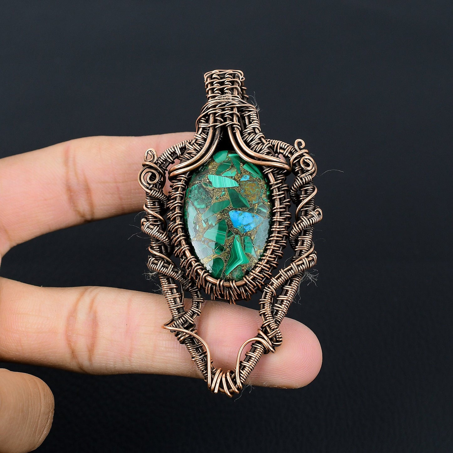 Green Malachite Gemstone Pendant