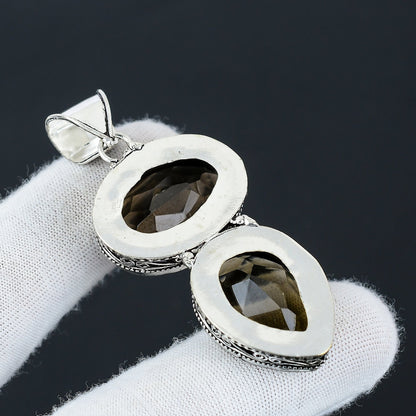 Smoky Topaz Double Gemstone Pendant