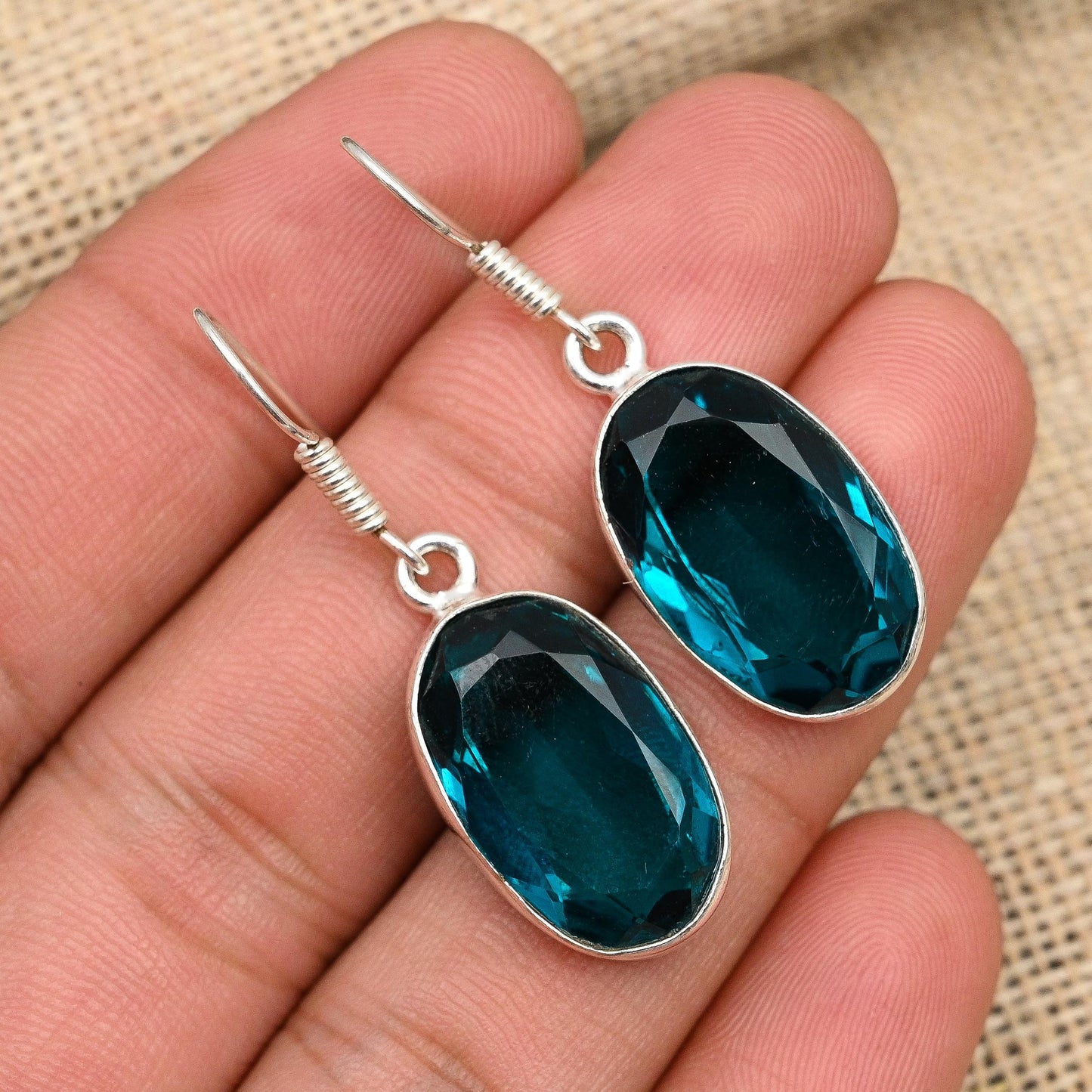 Indicolite Tourmaline Silver Earrings