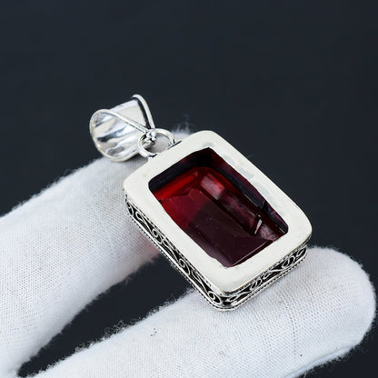 Red Garnet Sterling Silver Pendant