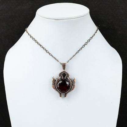 Red Garnet Gemstone Copper Pendant