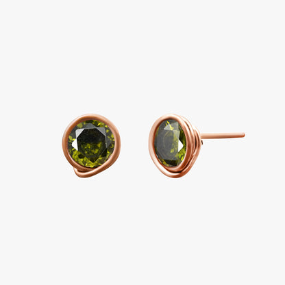 Green Tourmaline Gemstone Stud Earrings