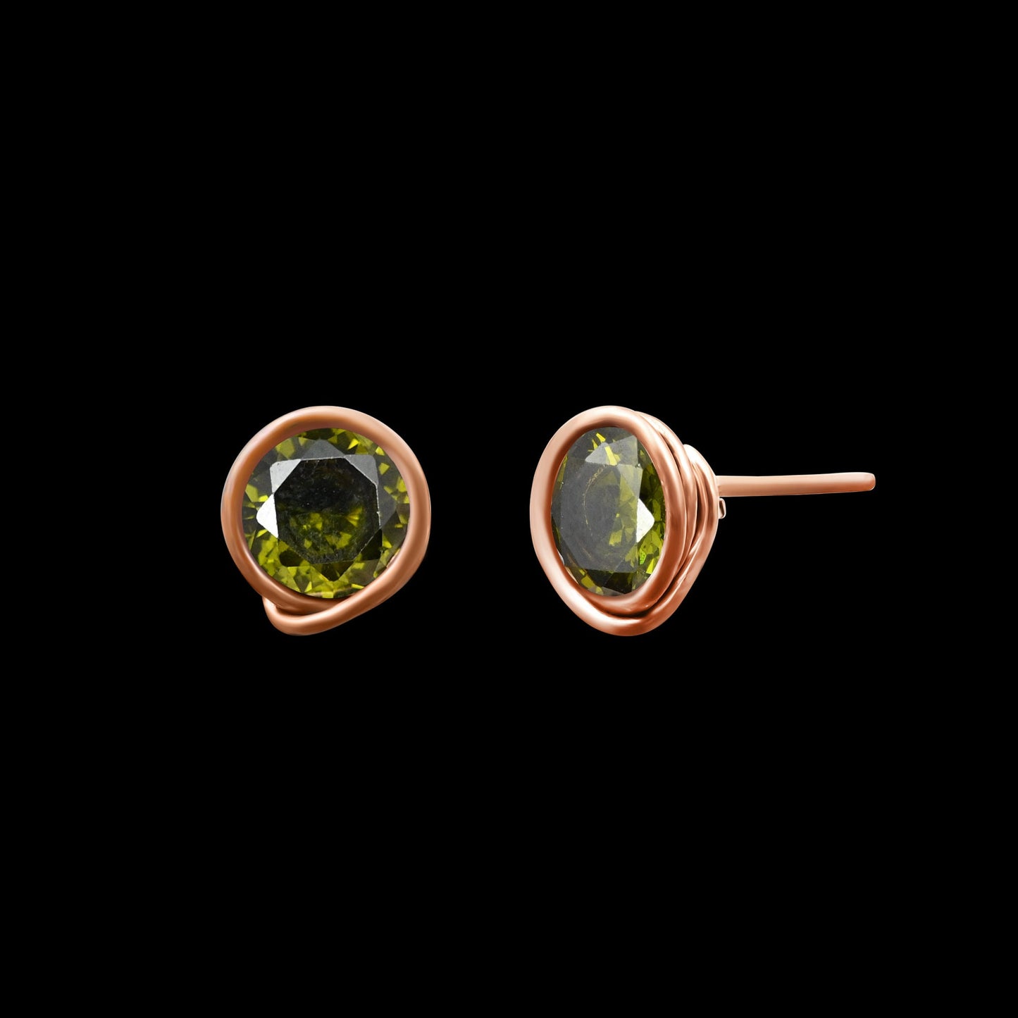Green Tourmaline Gemstone Stud Earrings