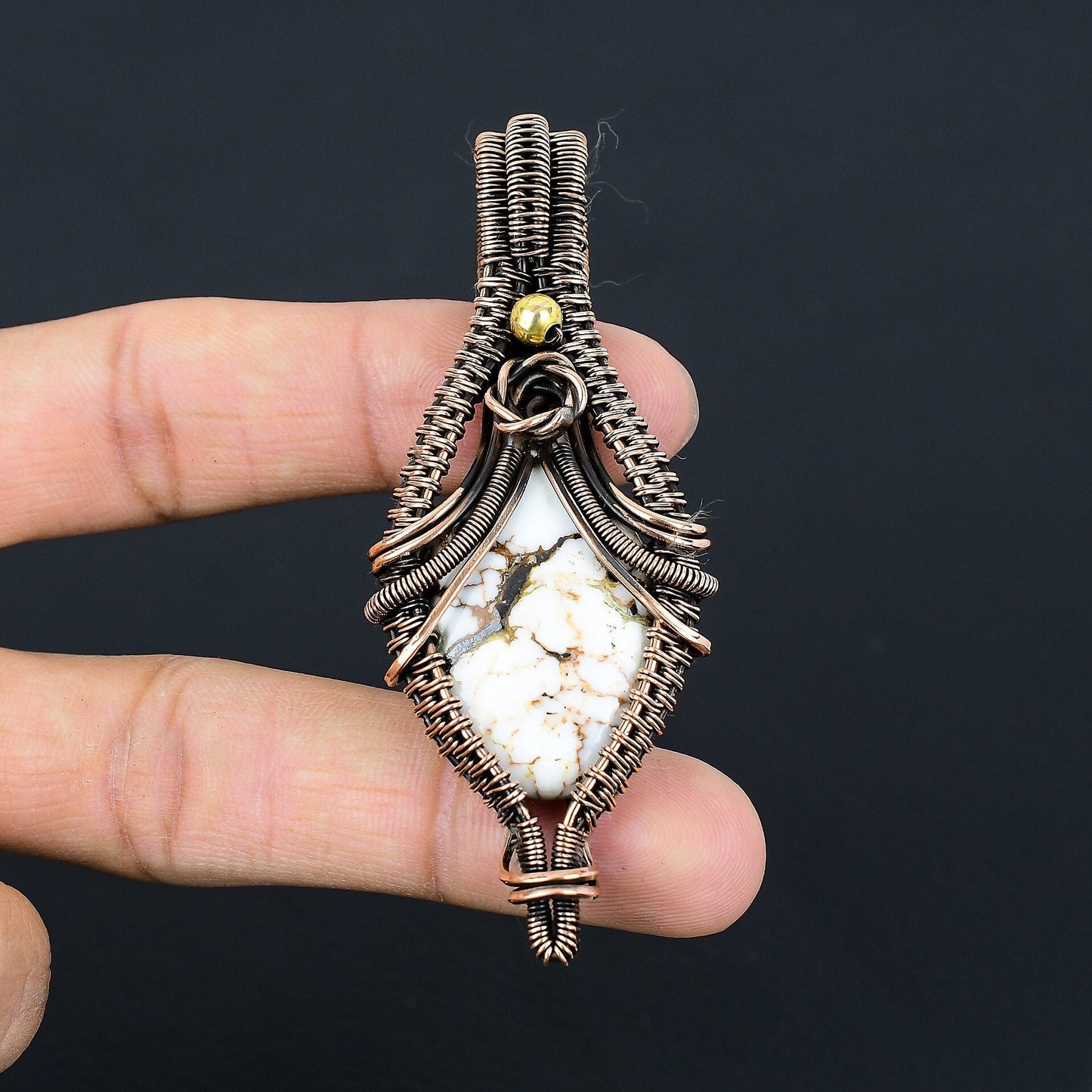 Brown & White Wild Horse Jasper Gemstone Pendant