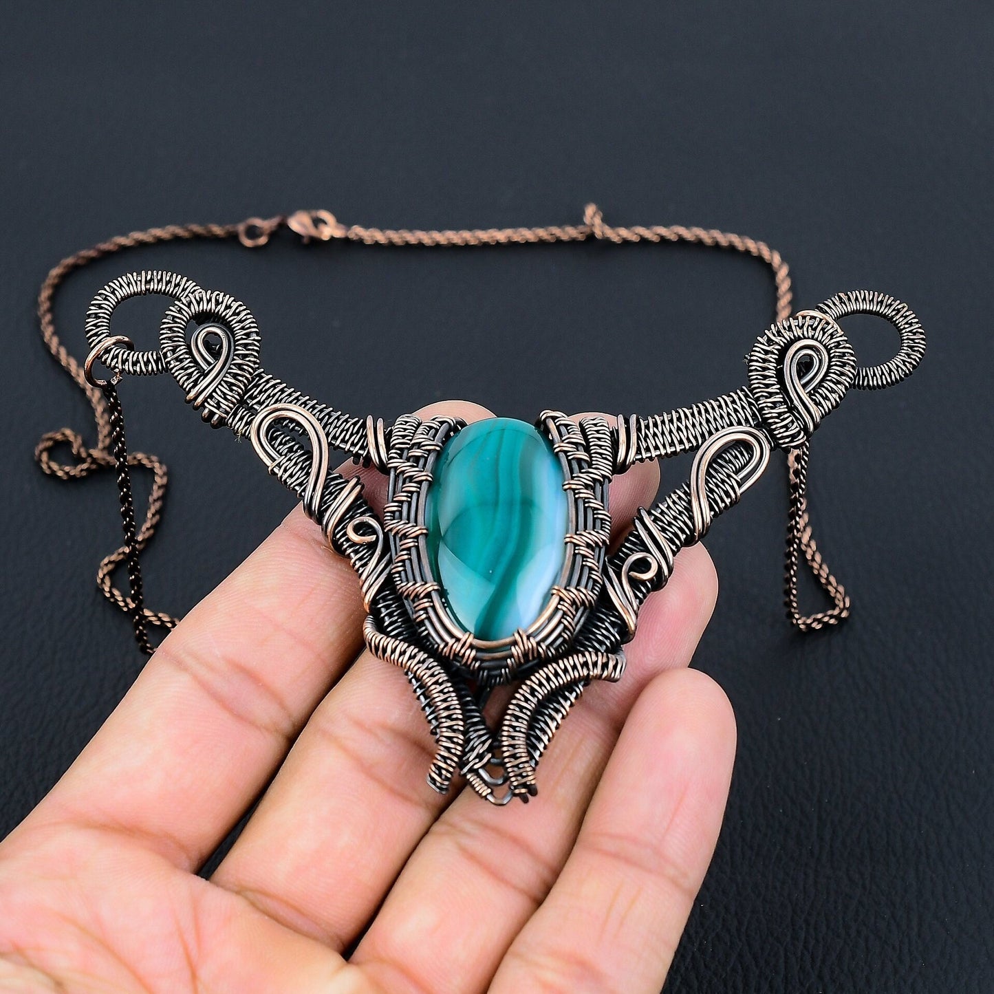 Blue Botswana Agate Gemstone Necklace