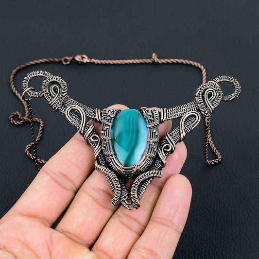 Blue Botswana Agate Gemstone Necklace