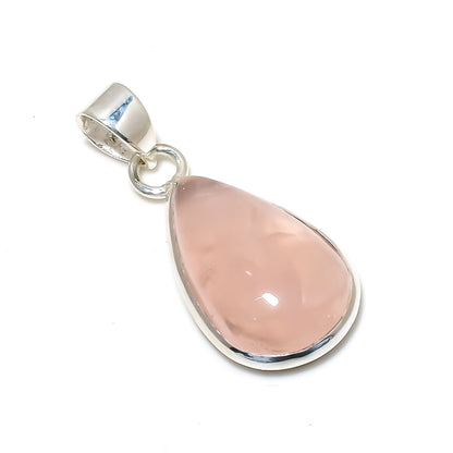 Pink Rose Quartz Sterling Silver Pendant