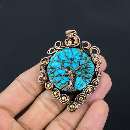Turquoise Gemstone Tree of Life Pendant