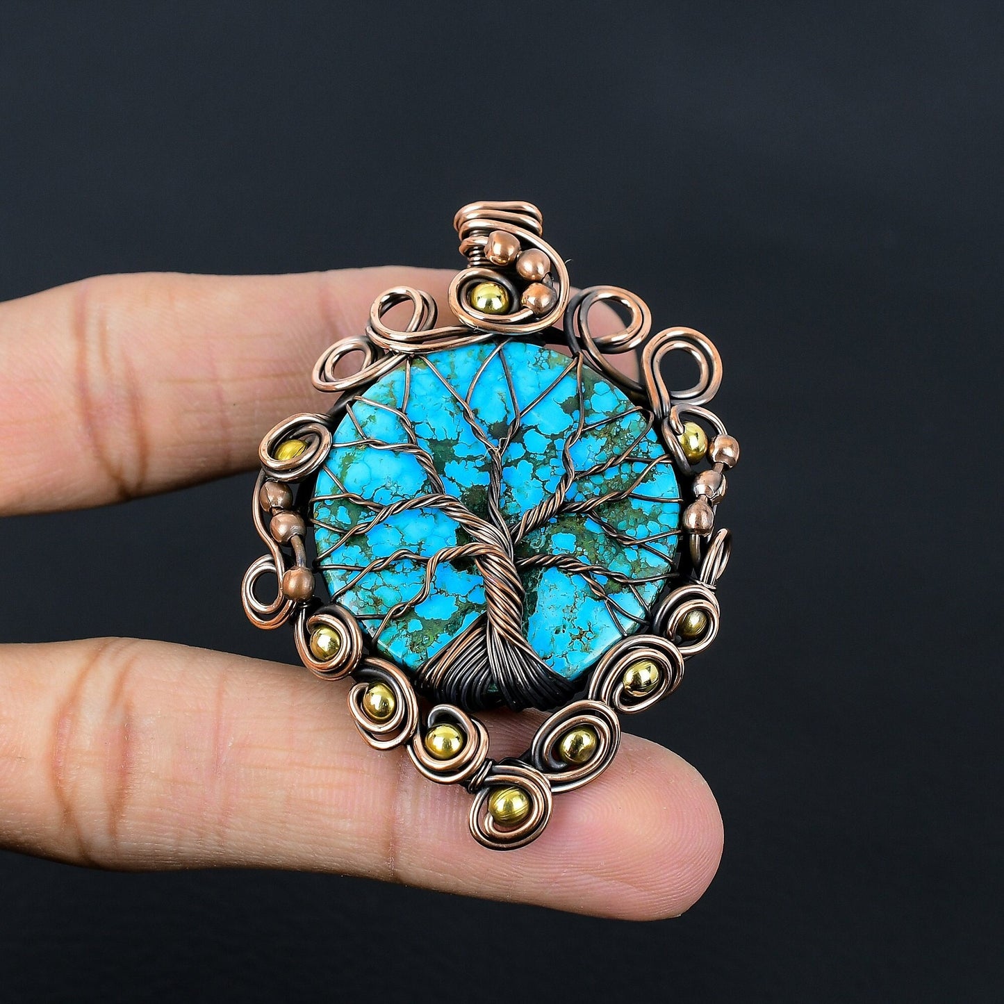 Turquoise Gemstone Tree of Life Pendant