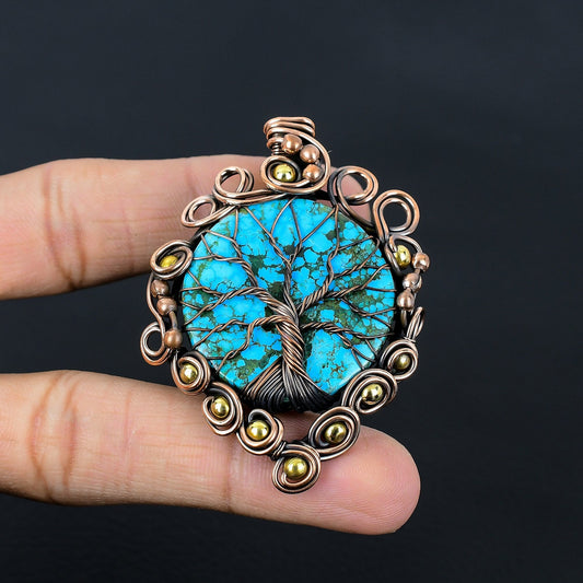 Turquoise Gemstone Tree of Life Pendant