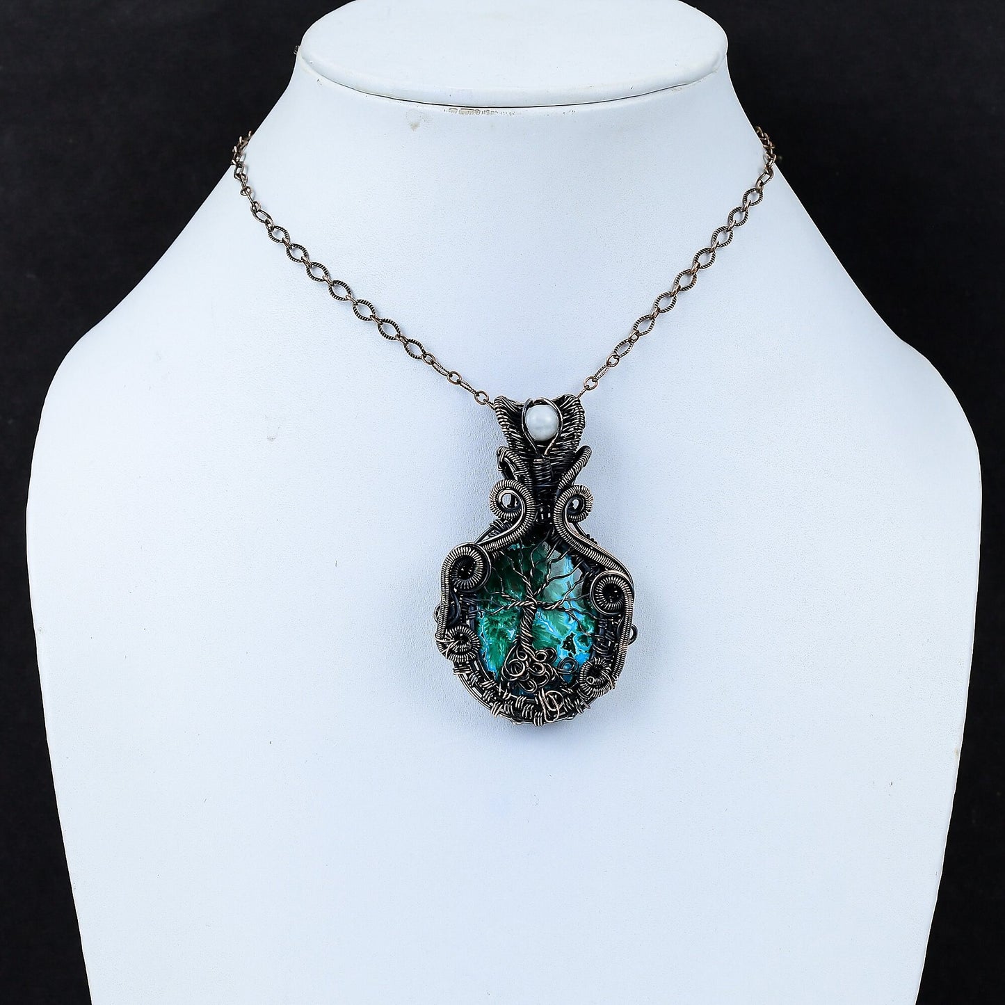 Blue Green Azurite Malachite Gemstone Pendant