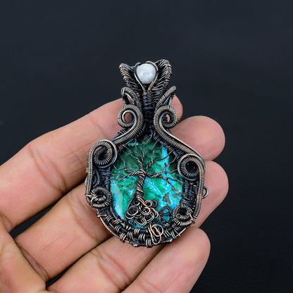Blue Green Azurite Malachite Gemstone Pendant