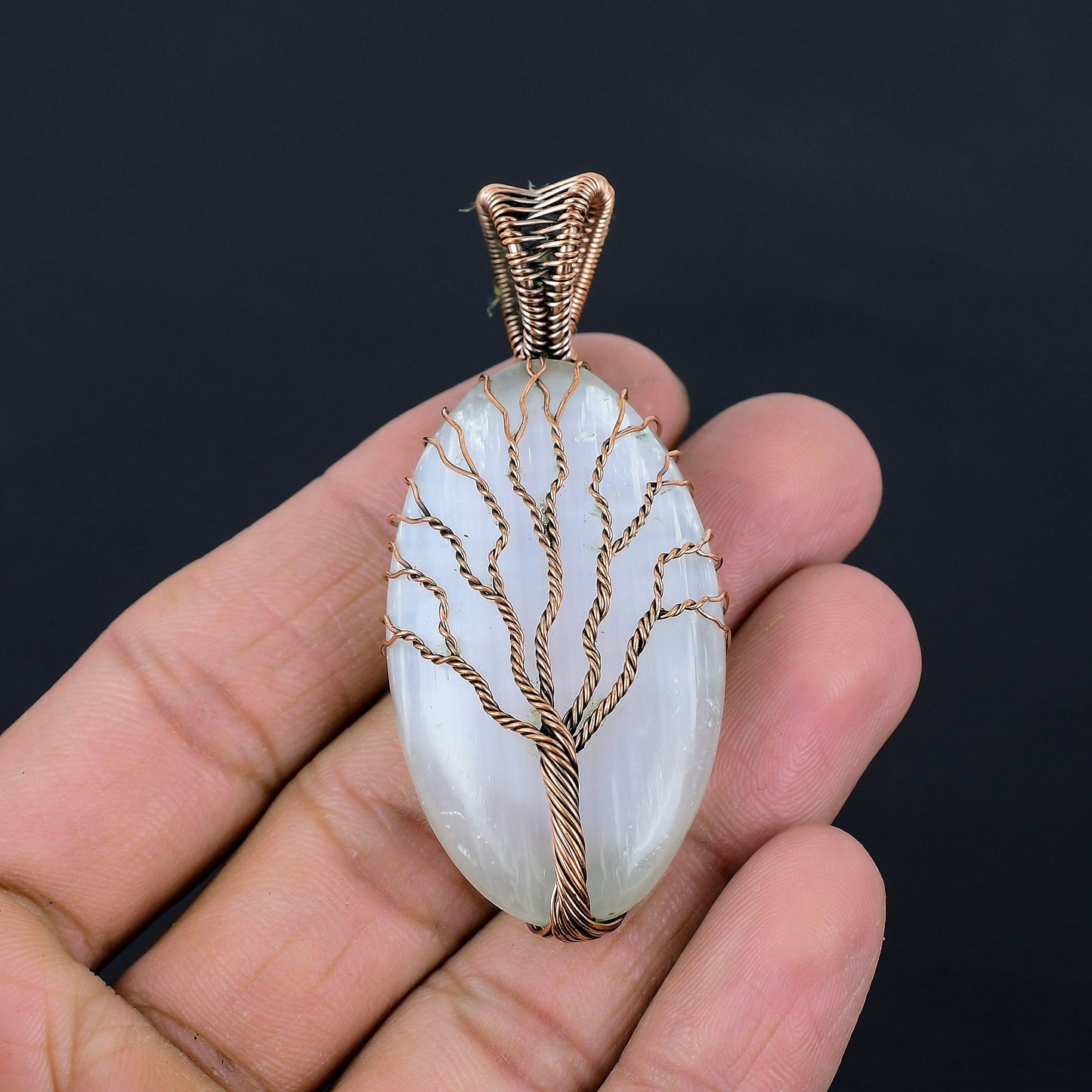 White Selenite Gemstone Pendant