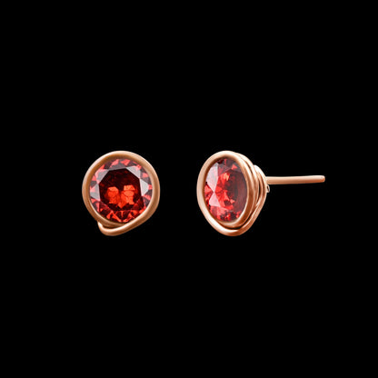 Red Garnet Gemstone Stud Earrings