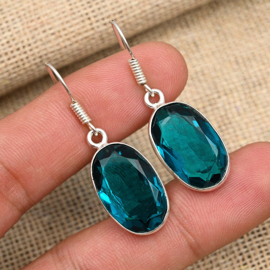 Indicolite Tourmaline Silver Earrings