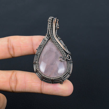 Pink Rose Quartz Gemstone Pendant