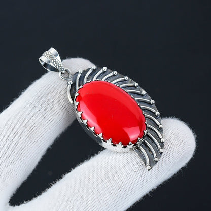 Red Coral Gemstone Pendant
