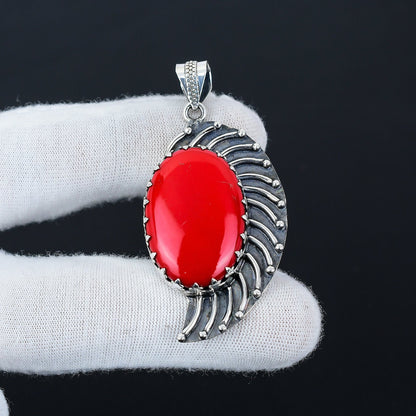 Red Coral Gemstone Pendant