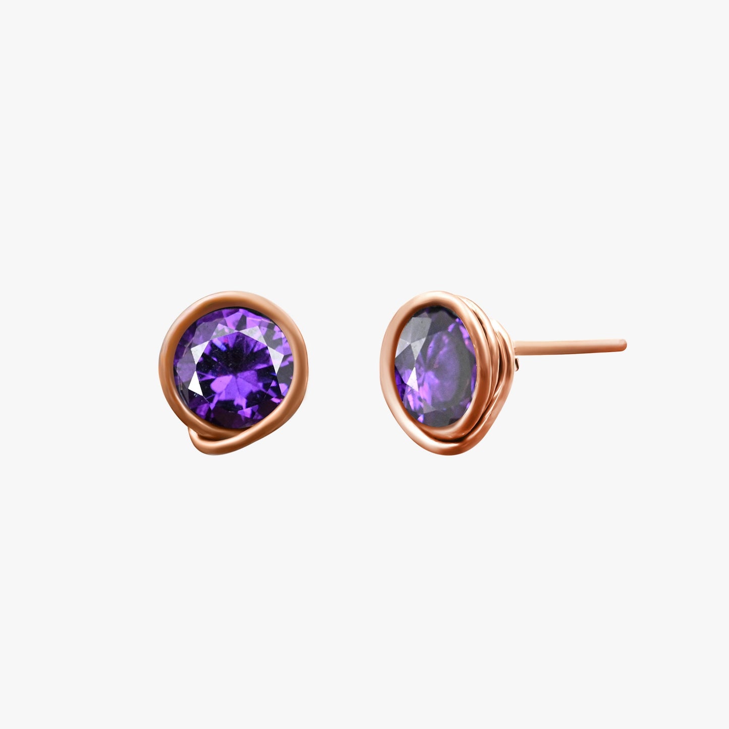Purple Amethyst Gemstone Stud Earrings