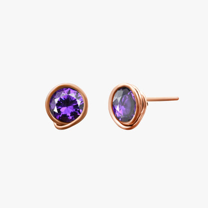 Purple Amethyst Gemstone Stud Earrings