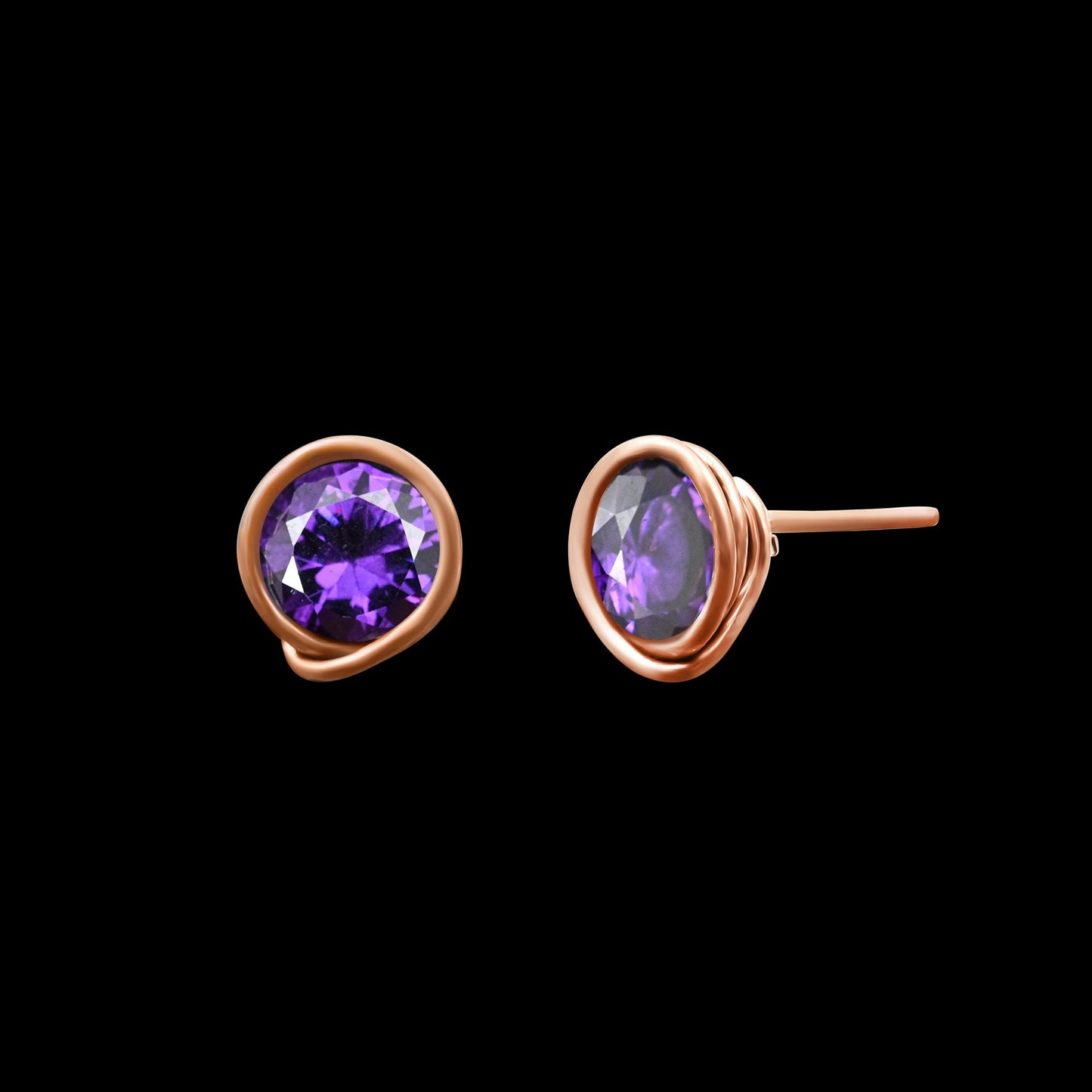 Purple Amethyst Gemstone Stud Earrings