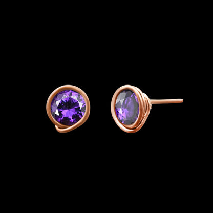 Purple Amethyst Gemstone Stud Earrings