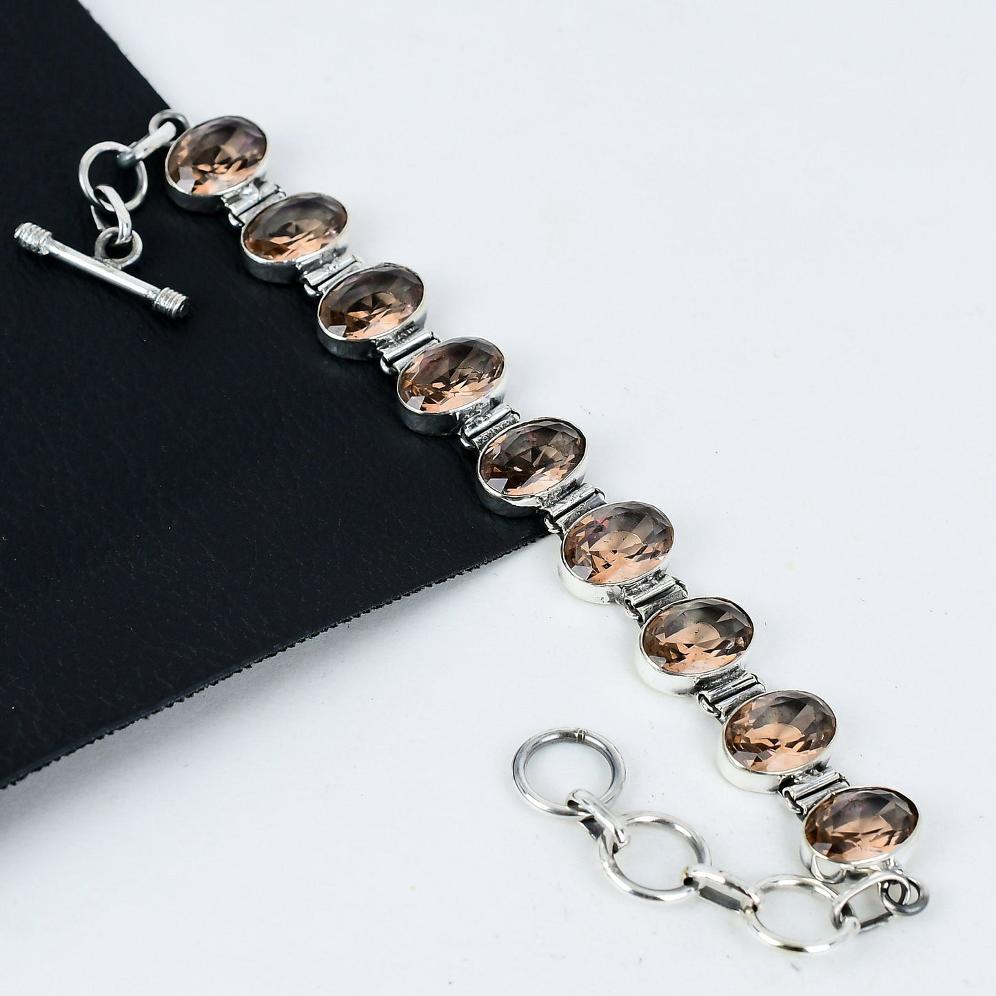 Peach Morganite Sterling Silver Bracelet